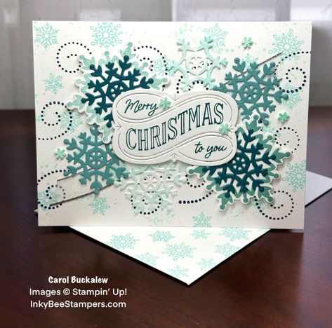 Stampin’ Up! One of a Kind Christmas Card – Inky Bee Stampers Create Christmas Cards, Snowflake Cards, Stampin Up Project, Christmas Labels, Merry Christmas To You, Stampin Up Christmas, Christmas Holiday Cards, Fancy Fold Cards, Christmas Cards To Make