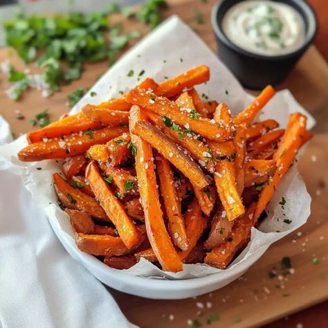 Learn how to make crispy sweet potato fries in your air fryer! Our foolproof recipe includes expert tips for achieving restaurant-style crispiness without deep frying. Air Fried Sweet Potato Fries, Brown Sugar Sweet Potatoes, Sweet Potato Fries Recipe, Air Fryer Fries, Air Fryer Sweet Potato Fries, Sweet Potato Side Dish, Sweet Potato Sides, Crispy Sweet Potato Fries, Sweet Potato Recipes Fries