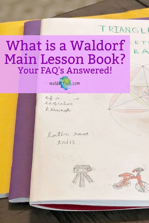 What are Waldorf main lesson books used for? They are a living record of the child’s development, they show what they have experienced, mastered and enjoyed! Curious to learn more? We've got the blog post for you that will answer all your questions about main lesson books, and how they integrate art and academics throughout the grades. | Waldorf pedagogy | Waldorf homeschool planning | waldorfish | curriculum planning | waldorfish homeschooling | main lesson book | waldorf main lesson book | Waldorf Main Lesson Books, Main Lesson Book Waldorf, Waldorf Activities Preschool, Waldorf Kindergarten Homeschool, Waldorf First Grade, Waldorf Education Homeschooling, Waldorf Activities, Waldorf Lessons, Integrate Art