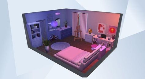 Picture of Sims 4 room, with a pink gaming set up. Ea ID is BTbuster2010 Base Game Sims 4 Bedroom, Pink Gamer Bedroom, Sims4 Room Ideas Base Game, Sims 4 House Inspo Base Game, Sims 4 Rooms No Cc Base Game, Sims 4 Room Base Game, Gamer Room Sims 4, Pink Gaming Bedroom, Basegame Bedroom Sims 4