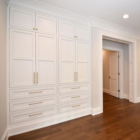 Built In Linen Closet Hallway Storage Cabinets, Linen Closet Hallway Built In, Built In Linen Cabinet In Hallway, Hidden Linen Closet, Linen Closet Cabinet Hallways, Hall Built In Cabinets, Linen Cupboard Design, Built Ins In Bedroom, Built In Linen Closet Hallway