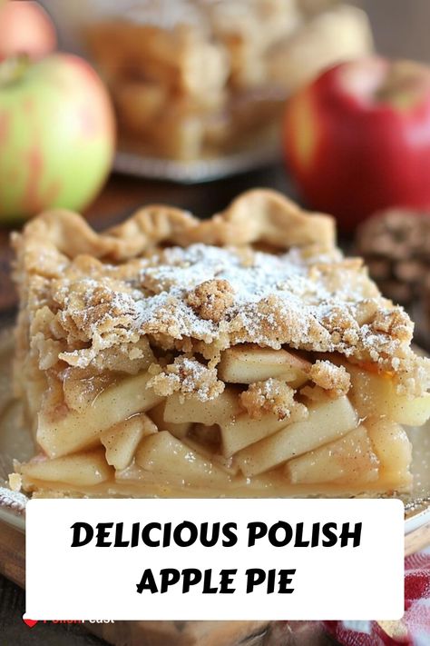 Indulge in the delightful flavors of a traditional Polish dessert with this timeless recipe for Szarlotka, a classic Polish apple pie. Enjoy the perfect balance of cinnamon-infused apples and sweet crumble topping in every bite, making it an irresistible treat that will satisfy your sweet tooth. This beloved dish is sure to impress your family and guests while bringing a taste of Poland into your home. Greek Apple Dessert, Polish Desserts Traditional, Polish Apple Pie, Polish Drinks, Polish Cake, Apple Ice Cream, Polish Desserts, Baked Apple Pie, Apple Filling