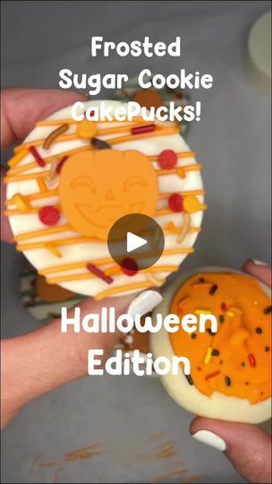 2.7K views · 54 reactions | No trick- these will be the favorite treat this fall! (I know- so cheesy 😂) So easy and not overly sweet. Just a reminder that your flavor options are endless with our mold set! Is it too soon to be thinking about Halloween? 🧐#bentycakes #cakepucks #sugarcookies revamped! | Benty Cakes | Hollow Coves · Moments Halloween Cake Pucks, Benty Pucks, Dessert Pops, Cake Pucks, Hollow Coves, Mini Loaf Cakes, Loaf Cakes, Cake Bites, Sugar Cookie Frosting