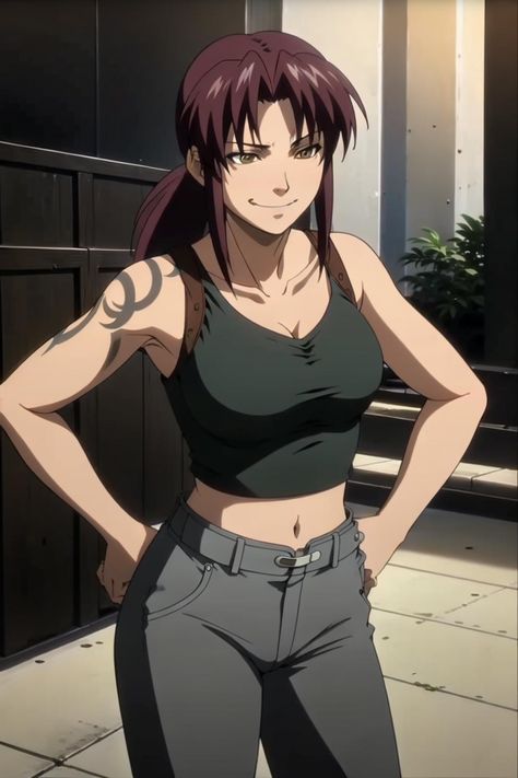 Revy Black Lagoon Outfit, Revy Icon Pfp, Strong Anime Woman, Black Lagoon Revy, Literally Me In Characters, Revy Black Lagoon Fanart, Black Lagoon Revy Wallpapers, Revi Black Lagoon, Revy Black Lagoon Drawing