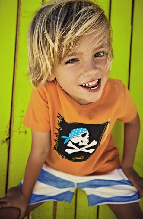 Mini Boden 'Pirate' T-Shirt (Toddler, Little Boys & Big Boys) | Nordstrom love this little boys haircut too. Boys Surfer Haircut, Toddler Boy Haircuts Longer, Boys Haircuts Long Hair, Toddler Haircuts, Kids Haircuts, Boy Haircuts Long