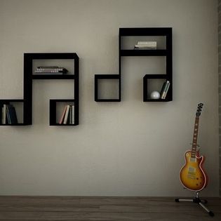 LaSiDo Bookcase - Wall Shelf Black - Decortie- http://houzz.com Music Bedroom, Metal Bookshelf, Shelves Ideas, Cool Bookshelves, Music Studio Room, Music Room Decor, Bookcase Wall, Wood Bookcase, Studio Room