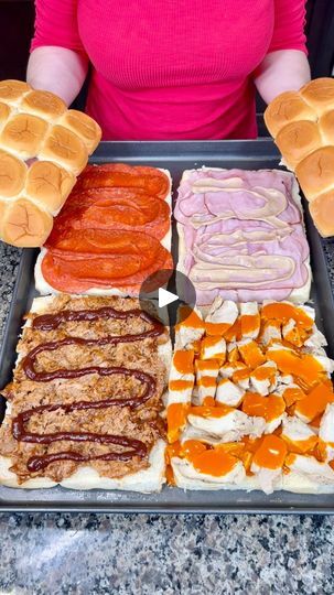 How did I not know this sandwich trick? 😲 (Game Day Sliders) | How did I not know this sandwich trick? 😲 (Game Day Sliders) (Produced by Network Media and Kyle & Mistie) | By Life with Coco | Facebook Pulled Chicken Recipes Easy, Grilled Chicken Sliders Hawaiian Rolls, Hot Sliders Sandwiches, Krystal Sliders, Cold Sliders For A Crowd, Cold Sliders, Game Day Sliders, How To Make Sliders, Recipes Sliders