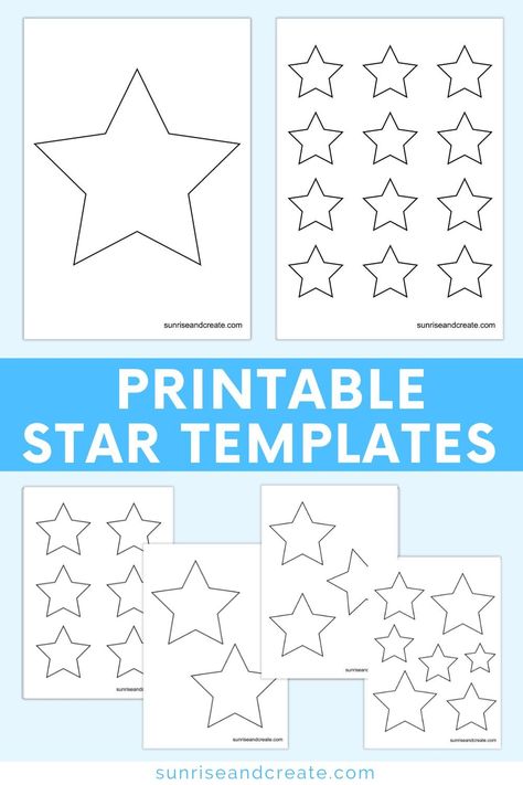 You never know when you are going to need some printable star templates. In this post, you’ll find many different-sized star printables. Stars are such a basic but fun shape that we seem to need all the time. This shape is not only popular for holidays like the 4th of July and Christmas, but it’s... Printable Stars, Free Printable Handwriting Worksheets, Star Template Printable, Nursery Rhymes Preschool Crafts, Fall Leaf Template, Printable Halloween Decorations, Printable Pumpkin Stencils, Triangle Template, Printable Star