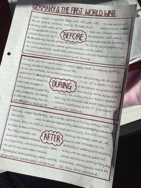 GCSE AQA History Revision Notes - Germany before, during and after World War One. Revision Notes History Gcse, Aqa History Gcse Revision, Notes History Ideas, A Level History Revision, Revision Set Out Ideas, Study Notes For History, History Ww1 Notes, Global History Notes, Igcse History Notes