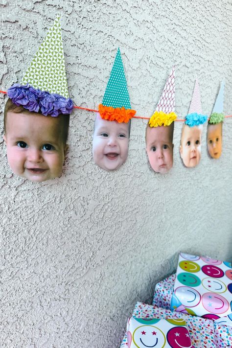 First Birthday Picture Banner, Birthday Picture Banner, Happy Half Birthday, One Is Fun, Photo Garland, Different Photos, Picture Banner, Birthday Photo Banner, Half Birthday