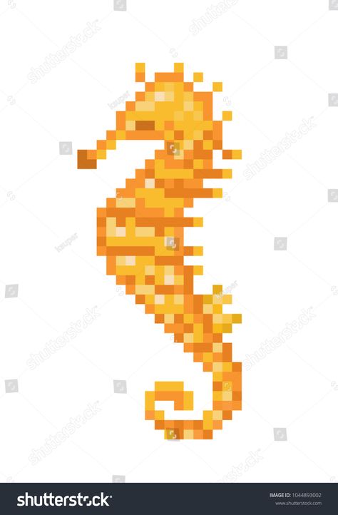 Yellow seahorse, pixel art symbol isolated on white background. Coral reef, aquarium, oceanarium fish logo. Underwater animal. Old school 8 bit slot machine icon.Retro 80s; 90s video game graphics. #Ad , #AD, #reef#Coral#background#fish Fish Pixel Art, Yellow Seahorse, Video Game Graphics, Icon Symbols, 90s Video Games, 90s Video, Video Icon, Background Videos, Black Coats