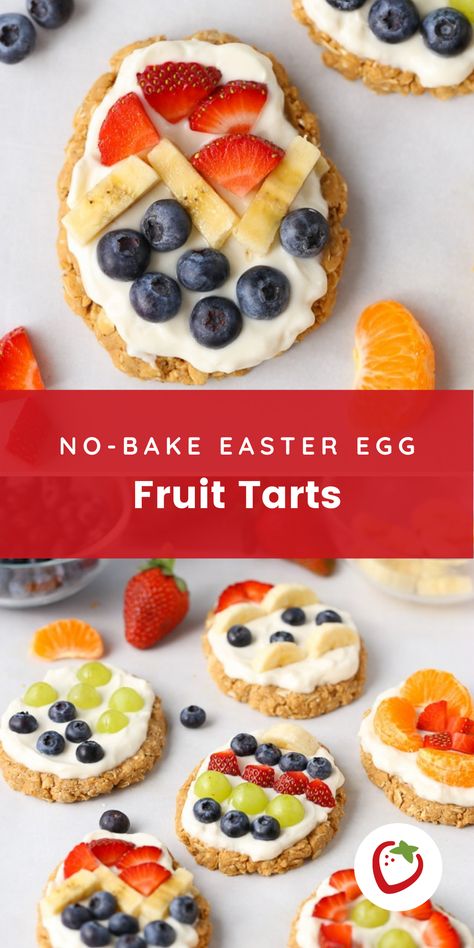 Kid Friendly Easter Food, Easter Egg Fruit Pizza, Daycare Snacks, Healthy Easter Snacks, Healthy Easter Dessert, Easter Pastries, Healthy Easter Treats, Healthy Reciepes, Egg Fruit