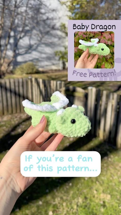 My free crochet pattern for a baby dragon is all done! I didn’t do any pattern testing so please don’t hesitate to reach out with a message… | Instagram How To Crochet A Dragon Free Pattern, Crochet Dragon Easy, Free Crochet Dragon Patterns Easy, Fluffy Yarn Crochet Ideas, Dragon Pattern Crochet, Crochet A Dragon, How To Crochet A Dragon, Easy Crochet Dragon Pattern Free, Crochet Patterns For Beginners Animals