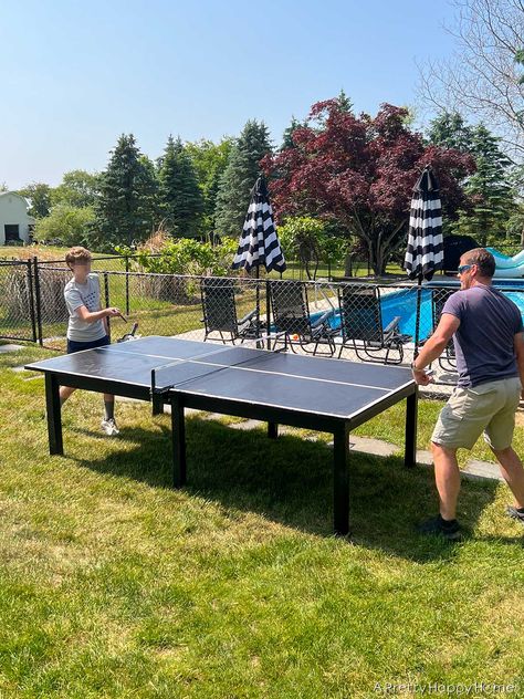 10 Tips For Building An Outdoor Ping Pong Table Using Cement Board – A Pretty Happy Home Ping Pong Table Top, Outdoor Ping Pong, Nature Playground, Outdoor Ping Pong Table, Solid Stain Colors, Cement Board, Pong Table, Construction Adhesive, Mountain Cabin