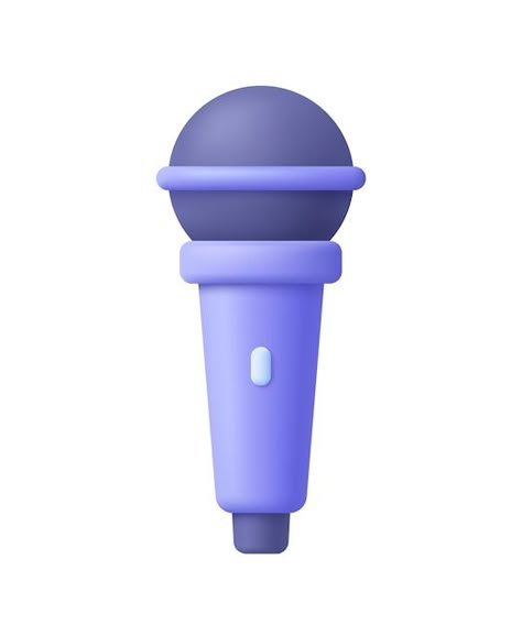 3d Objects Design, Cartoon Microphone, Microphone Podcast, Mic Design, Microphone Illustration, Podcast Mic, Radio Microphone, 3d Music, Microphone Icon