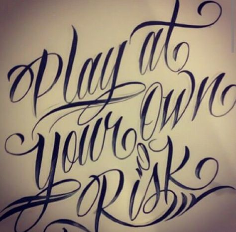 Play at your own risk Gangsta Tattoos For Women, Antique Key Tattoos, Bottle Tattoo, Gangsta Tattoos, Tattoo Lettering Design, Tattoo Lettering Styles, Cool Tattoo Drawings, Easy Love Drawings, Words Coloring Book