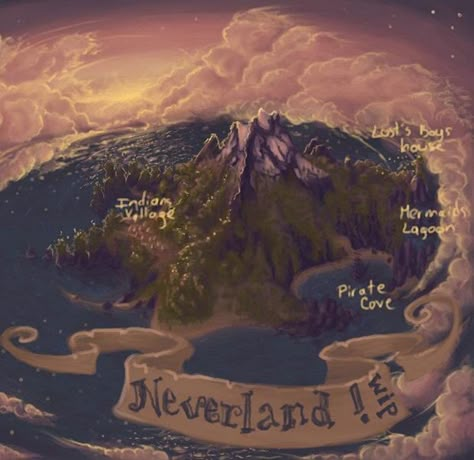 Neverland mural for the nursery! Never Land Aesthetic, Disney Maps, Neverland Tattoo, Neverland Aesthetic, Land Aesthetic, Peter Pan Wallpaper, Disney Universe, Peter Pans, Peter Pan Neverland