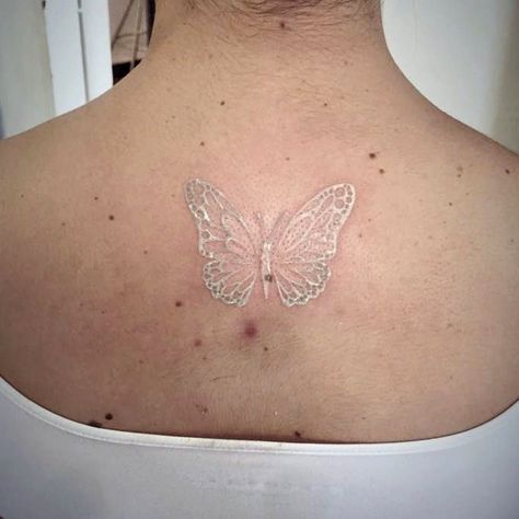 Silver Butterfly Tattoo, Pink Butterflies Tattoo, Three White Butterflies Tattoo, Stay Strong Tattoo, Butterflies Tattoos, White Ink Tattoos, White Butterfly Tattoo, Butterflies Tattoo, Rocket Tattoo