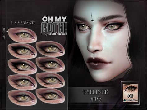 The Sims Resource - Oh My Goth - Eyeliner 40 Sims 4 Cc Goth Nails, Sims 4 Goth Wedding Cc, Victorian Goth Sims 4 Cc, Sims 4 Trad Goth Cc, Goth Eyeliner, Sims 4 Vampire, Sims Collection, Sims 4 Cc Goth, Maquillage Goth