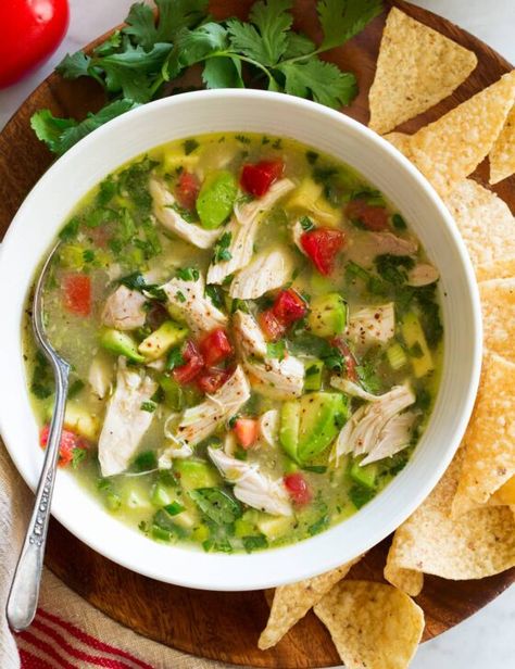 Chicken And Avocado Soup, Avocado Chicken Soup, Soup With Avocado, Mexican Chicken Avocado Soup, Chicken Avocado Tortilla Soup, Chicken Avocado Recipes, Guacamole Soup, Chicken Avocado Soup Recipe, Chicken And Avocado Recipes