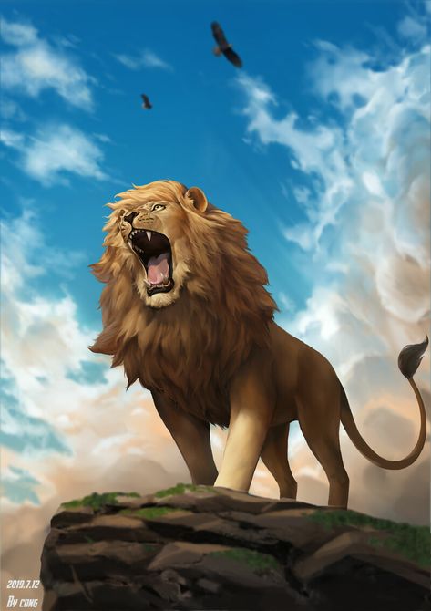 ArtStation - The Lion King, Yi Cong Anime Lion, Lion Canvas Art, Lion King Pictures, Lion Artwork, Lion Photography, Lion Drawing, Beautiful Lion, Il Re Leone, Beautiful Arabian Horses