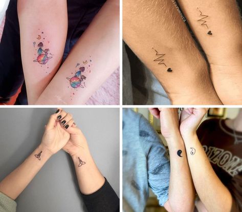 Tiny Tattoos Mother And Daughter, Tiny Tattoos For Daughter, Matching Tattoos For Mother And Two Daughters, Small Tattoo Mom And Daughter, Edgy Mother Daughter Tattoos, Creepy Mother Daughter Tattoos, Small Tattoo Ideas For Mother And Daughter, Mom And Daughter Wrist Tattoos, Fine Line Mom And Daughter Tattoos