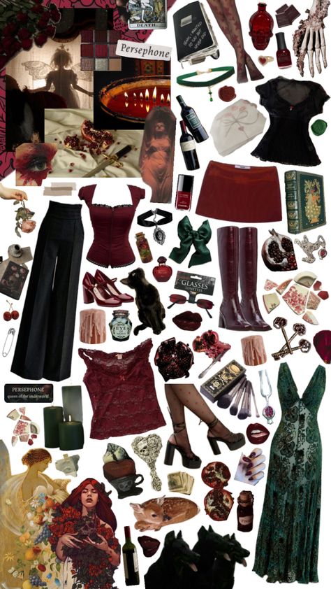 #darkfeminine #persephone #aesthetic #style #outfit #styleinspo #outfitinspo #beauty Oracle Aesthetic Dark, Hades Persephone Costume, Hadestown Inspired Outfits, Hades Aesthetic Outfit, Hadestown Outfit Ideas, Persephone Outfit Aesthetic, Persephone Inspired Outfit, Persephone Fashion, Persephone Aesthetic Outfit