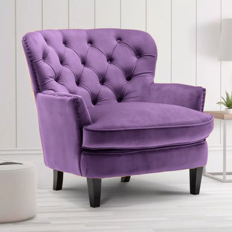 Purple Armchair, Purple Accent Chair, Dream Home Library, Velvet Purple, Snuggle Chairs, Velvet Accent Chair, Velvet Accents, Upholstered Armchair, Large Chair