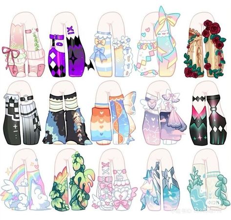 Sock Drawing Reference, Accessory Ideas Drawing, Socks Drawing Reference, Chibimation Clothes, Outfits Art Reference, Chibi Shoes, Chibi Clothes, Kawaii Socks, Art Outfits