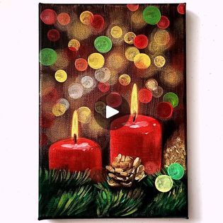 Christmas Mood Acrylic Painting | Christmas Mood Acrylic Painting Color used : Burnt sienna, Burnt umber, Black, Vermilion, White, Phthalo green, Lemon yellow, Brilliant red, Gold, Green... | By El Drawing Arts | Facebook Acrylic Painting For Christmas, Easy Acrylic Painting Ideas Christmas, Acrylic Painting Christmas Ideas, Acrylic Christmas Paintings On Canvas, Christmas Painting Ideas Acrylic, Christmas Paintings Acrylic, Christmas Acrylic Painting Ideas, Christmas Painting Acrylic, Christmas Art Painting Acrylic