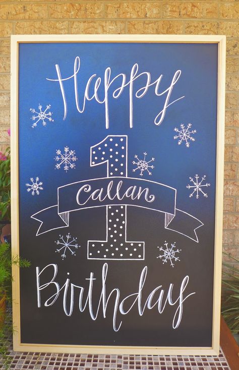 I had another opportunity to design and create a hand lettered "chalkboard" sign for a baby girl's first birthday! This may be my favorite o... Birthday Chalkboard Ideas, Happy Birthday Chalkboard, Birthday Chalkboard Art, Chalkboard Wall Art, Chalkboard Doodles, Chalkboard Writing, Chalk Sign, Chalkboard Decor, First Birthday Chalkboard