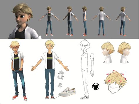 Ladybug Cartoon, Character Turnaround, Ladybug Art, Animation Character, Miraculous Ladybug Oc, Character Model Sheet, Model Sheet, Miraculous Characters, Adrien Agreste