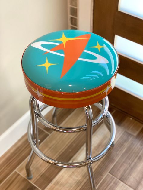 Mid Century Modern atomic Bar Stool Space Age Retro Design Handcrafted One Barstool Made in the USA Atomic Avocado Designs® - Etsy Atomic Decor, Googie Architecture, Home Bar Kitchen, Mid Century Art Deco, Vintage Diner, Furniture Manufacturing, Mid Century Modern Decor, Retro Furniture, Commercial Furniture