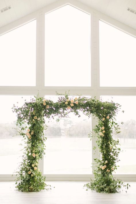 A Wedding Draped Head to Toe in Greenery Floral Doorway, Preston Bailey Wedding, Wedding With Greenery, Karen Tran, Preston Bailey, Wedding Draping, Jenna Lynn, Greenery Design, Courtyard Wedding