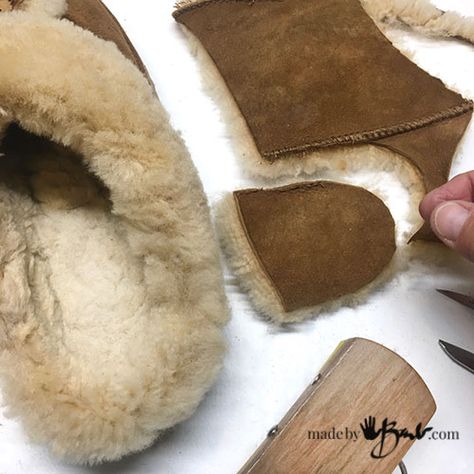 Upcycle Shoes, Diy Slippers, Handmade Slippers, Shearling Slippers, Vegan Boots, Slippers Pattern, Mittens Pattern, Warm Slippers, Ugg Slippers