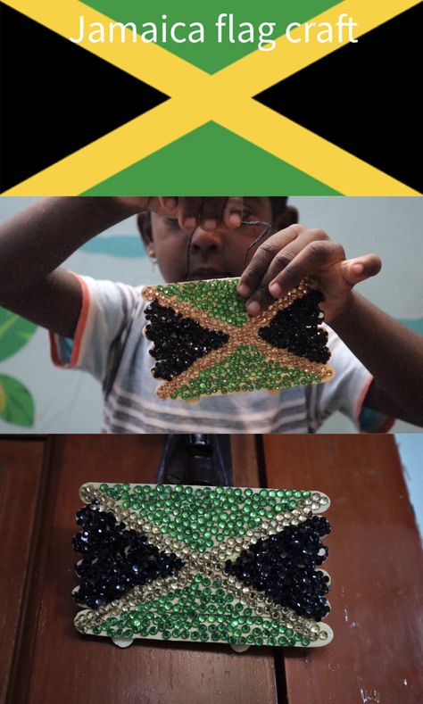 Jamaica Crafts For Kids, Jamaica Flag, Flag Printable, Flag Crafts, International Day, Creative Kids, Jamaica, Art Classes, Flag