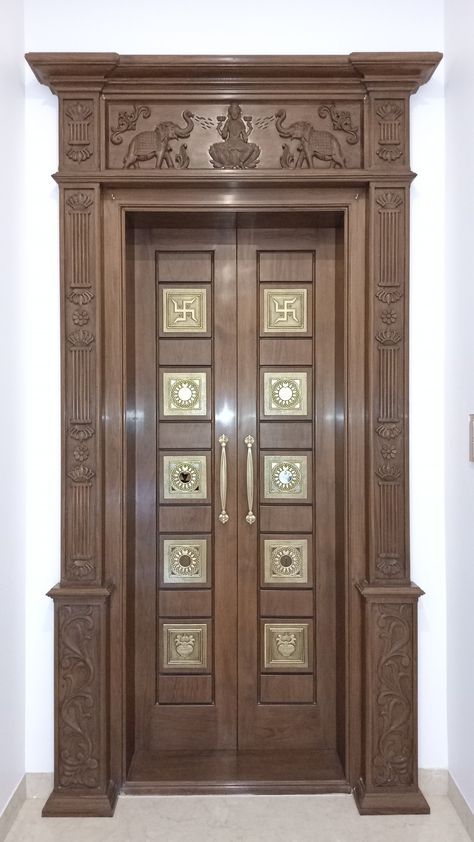 Puja Room Door Design, Pooja Room Double Door Designs, Puja Door, Mandir Door, Pooja Design, Pooja Room Door, Main Door Design Photos, Pooja Door, Pooja Door Design