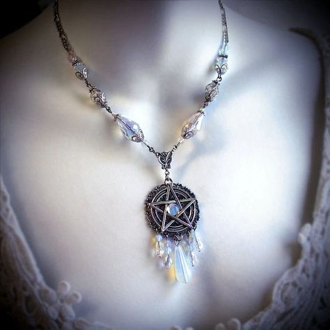 White Pentacle Necklace, witch jewelry, pentagram necklace, wiccan jewelry, pagan jewelry|Pendant Necklaces| - AliExpress