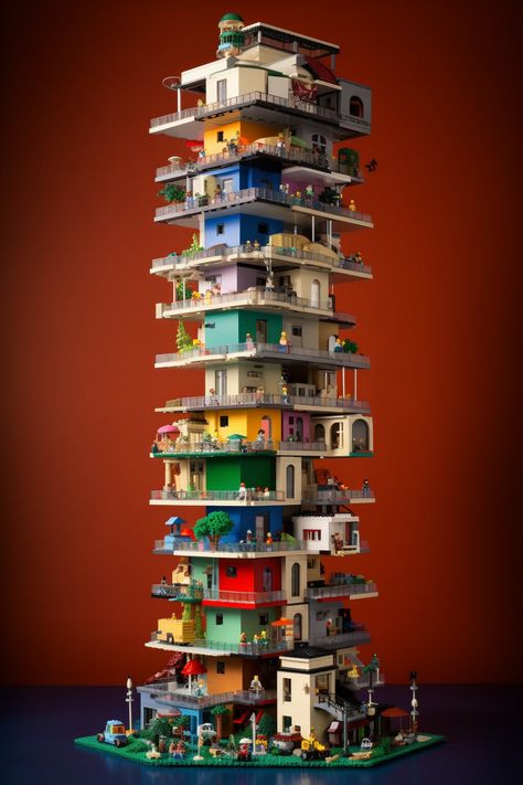 Build your own towering masterpiece with this LEGO tower set. With its endless possibilities for customization and creativity, it's perfect for those who love to build. #lego #tower #toys #build #creativity Lego Skyscraper, Lego Tower, Building Challenge, Big Lego, Lego Modular, Office Tower, Lego Architecture, Twin Towers, Lego Moc