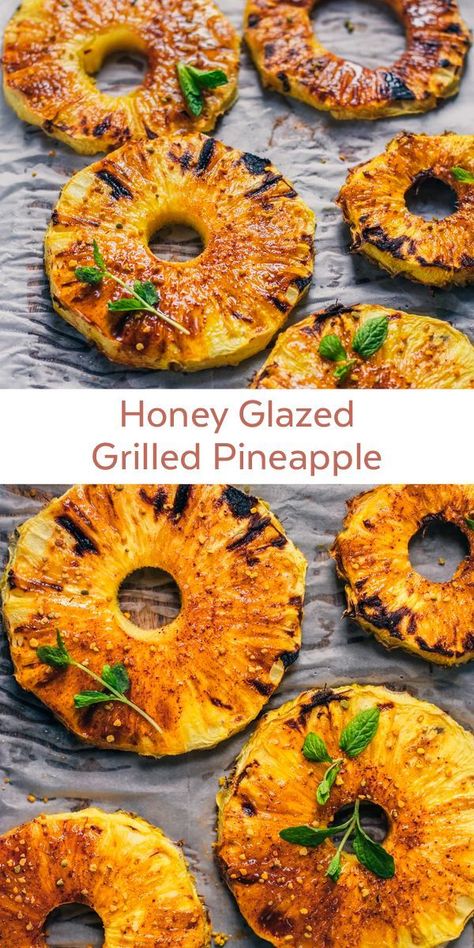 Pineapple Recipes, Honey Glazed, Grilled Pineapple, God Mat, Honey Recipes, Brazilian Food, Healthy Appetizers, Bbq Recipes, Fruit Recipes