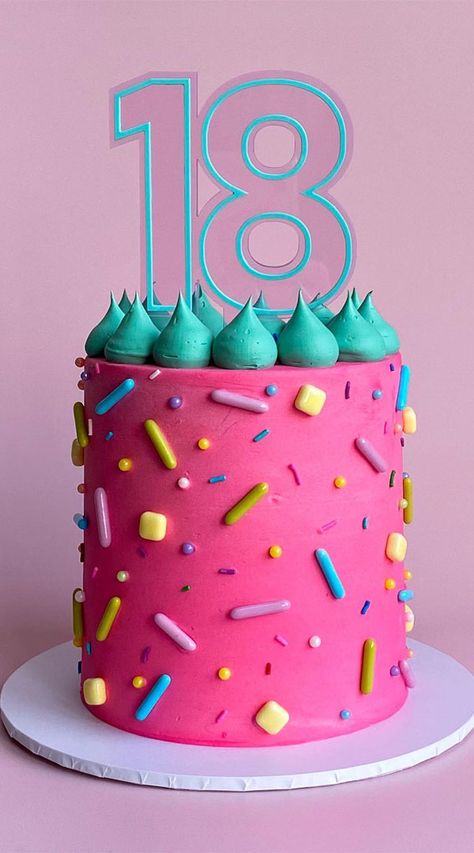 vibrant cake, colorful birthday cake, confetti cake, funfetti cake, sprinkle cake, simple sprinkle cake ideas, simple funfetti cake Confetti Cake Ideas, Simple Funfetti Cake, Sprinkle Cake Ideas, Bright Pink Cake, Cake Ideas Simple, Cake Funfetti, Lambeth Cake, Colorful Birthday Cake, Cake Confetti