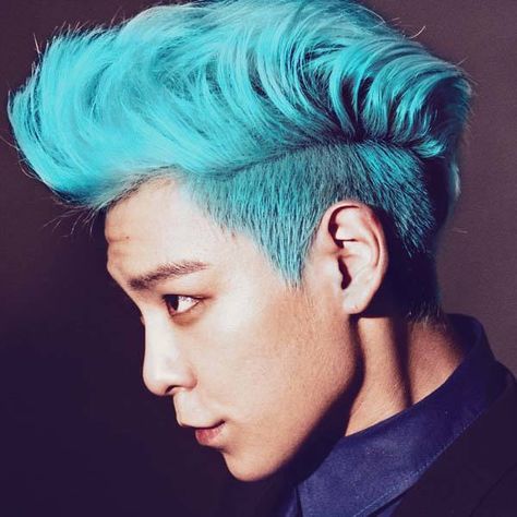 Untitled-1 Pop Hair, Mohawk Haircut, Korean Men Hairstyle, T O P Bigbang, Top Choi Seung Hyun, Choi Seunghyun, Kpop Hair, Turquoise Hair, Top Bigbang