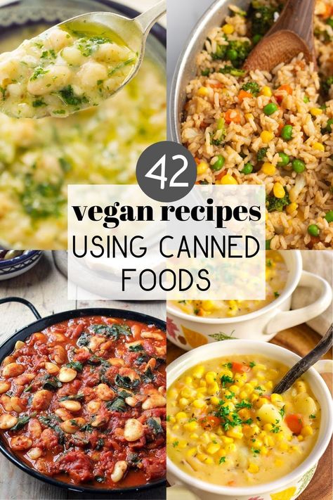 Few Ingredient Vegan Recipes, Canned Good Meals, Fast Vegan Dinner Recipes, Can Food Recipes Easy, Canned Veggies Recipes, 5 Ingredient Or Less Recipes Vegetarian, Recipes With Canned Vegetables, 4 Ingredient Vegan Recipes, Vegan Recipes On A Budget