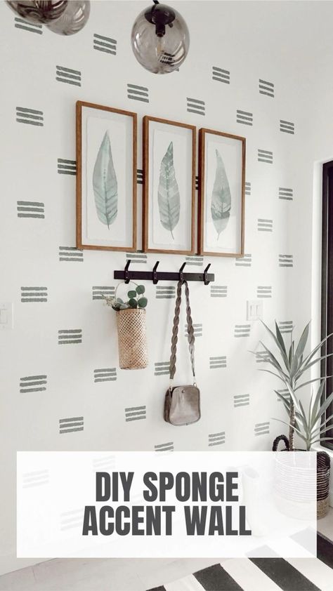 Easy DIY Project: Sponge Accent Wall in 2022 | Home remodeling, Magnolia home collection, Nursery accent wall Diy Freehand Accent Wall, Speckled Accent Wall, High Shelves In Bedroom, Split Accent Wall, Diy Stencil Accent Wall, Corner Wall Accent Ideas, Small Bathroom Accent Wall Paint, Half Bathroom Accent Wall Paint, Unique Accent Wall Ideas Bedroom Paint