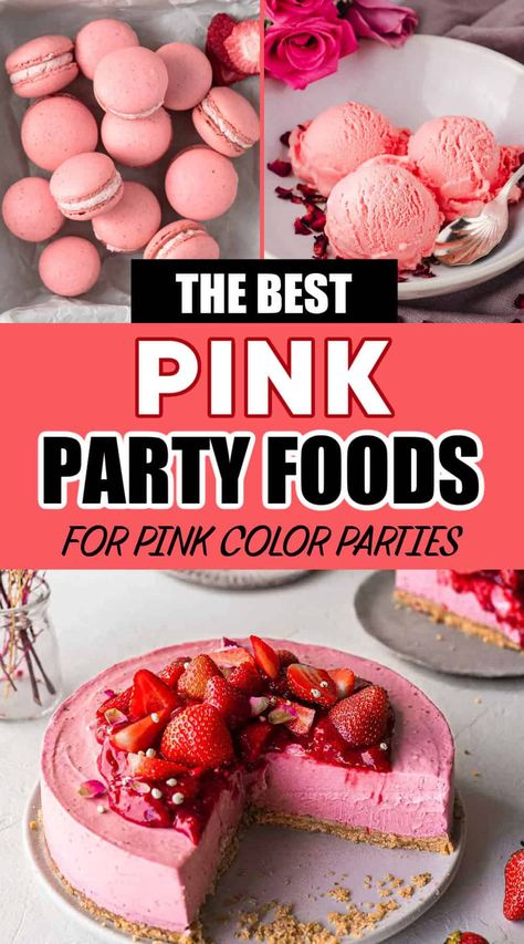 34 Pretty-in-Pink Party Foods and Drinks Party Food Sweet 16, Pink Party Appetizers, Pink Theme Food Ideas, Pink Food Board Ideas, Pink Themed Charcuterie Board, Pink Foods For Color Party, Pink Theme Party Ideas, Pink Theme Food, Pink Christmas Food