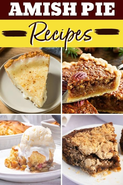 Whip up an old-fashioned treat with these Amish pie recipes! From shoofly to sugar cream to oatmeal, each one is a true delight. Amish Corn Pie, Coconut Pies Recipes Old Fashioned, Amish Coconut Cream Pie, Amish Pies Recipes, Classic Amish Oatmeal Pie, Amish Peach Cream Pie, Sugar Cream Pie Recipe Indiana Amish, Amish Sugar Cream Pie, Old Pie Recipes