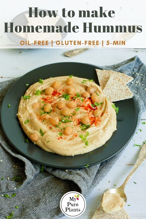 It is the smoothest and creamiest hummus that you can imagine. Ditch the olive oil for aquafaba. You will not regret it. Once, you taste this oil-free hummus, you will make it over and over again. No Oil Hummus, Oil Free Hummus, Quick Hummus Recipe Without Tahini, Hummus Recipe Garlic No Tahini, Basic Hummus Recipe, Gluten Free Hummus, Healthy Hummus, Vegan Chickpea Curry, Easy Coleslaw