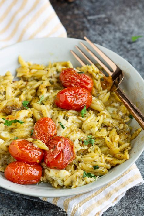 Orzo Recipes With Tomatoes, Roasted Tomato Orzo, Orzo Vegetable Recipes, One Pan Vegetarian Orzo Bake, Hot Orzo Recipes, Oven Baked Chicken And Orzo, Orzo Oven Bake, Orzo Dump And Bake, Oven Baked Orzo