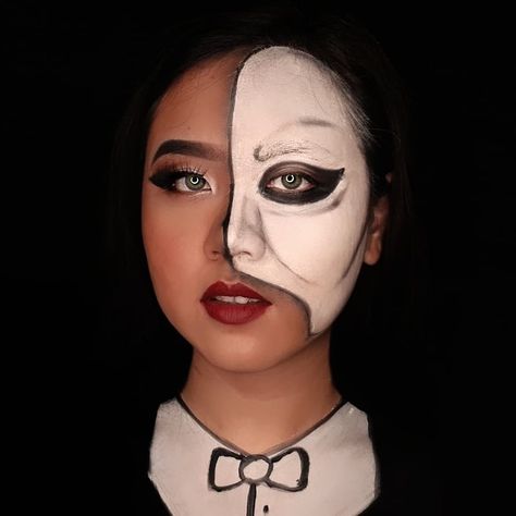 Phantom Makeup, Phantom Of The Opera Makeup, Opera Makeup, Phantom Of The Opera Mask, Phantom Of The Opera Costumes, Infallible Pro Matte Foundation, Infallible Pro Matte, White Face Paint, Opera Mask