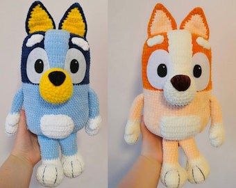 Bluey & Bingo Amigurumi Crochet Pattern PDF Bingo Patterns, Bluey And Bingo, Fun Crochet Projects, Crochet Dog, Cow Pattern, Baby Yarn, Blue And Orange, Crochet Basics, Amigurumi Free Pattern